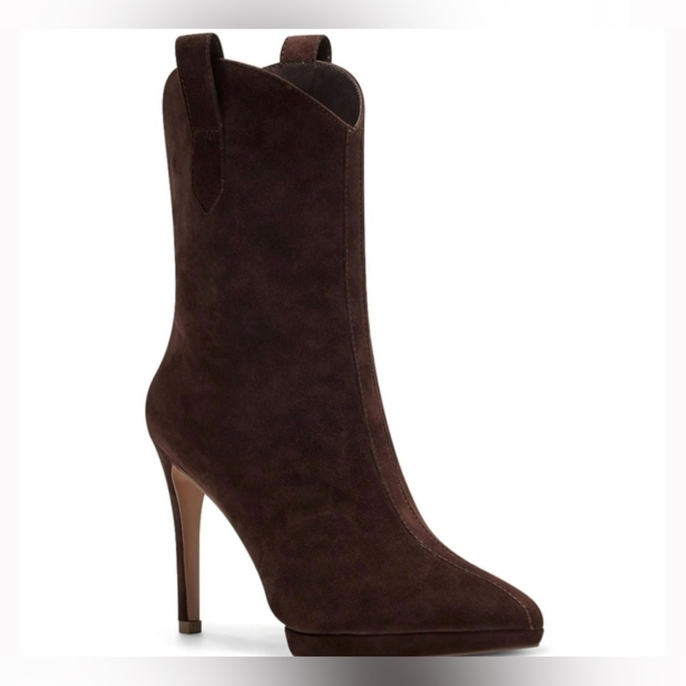 Jessica Simpson Vianne Brown Faux Suede Mid-Calf Boots, Size 8.5M